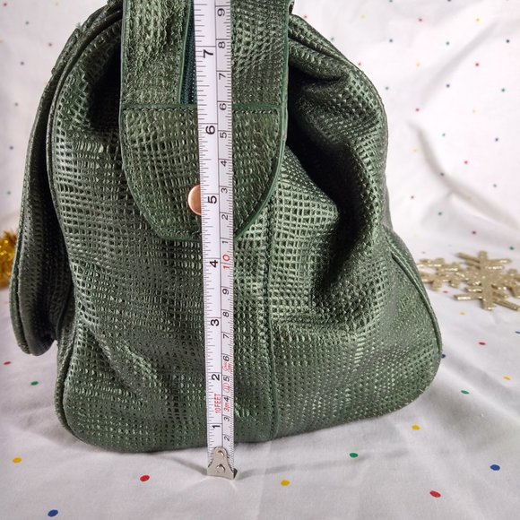 La Gioe Di Toscana By Sharon Gioe Green Leather Satchel Travel Bag - Picture 4 of 16